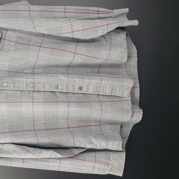 Stone Work Vintage Men's Navy White Red Plaid Button Down Dress Shirt - Picture 3 of 14